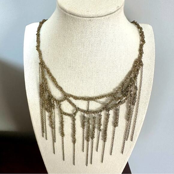 Zara Necklace Fringe Festival 70s 90s Chain Choker Statement Boho Bohemian - Picture 8 of 14